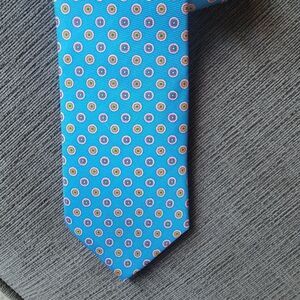 CAPE COD Neckwear Men's Blue Tie with Multicolor circle Pattern